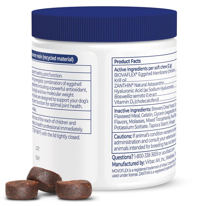 Joint Support Supplement for Dogs - Hip and Joint Support - Dog Joint Supplement - Hip and Joint Supplement Dogs - 60 Soft Chews for Medium Dogs (By Virbac)